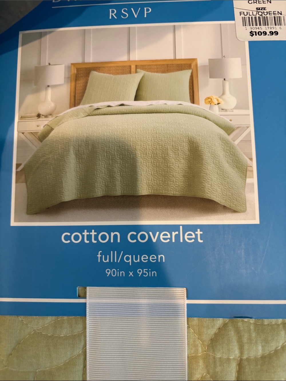 Draper James Cotton Coverlet Light Green Full Queen Brand New